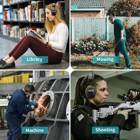 Radio earmuffs can be used in libraries, lawn mowing, factories, shooting