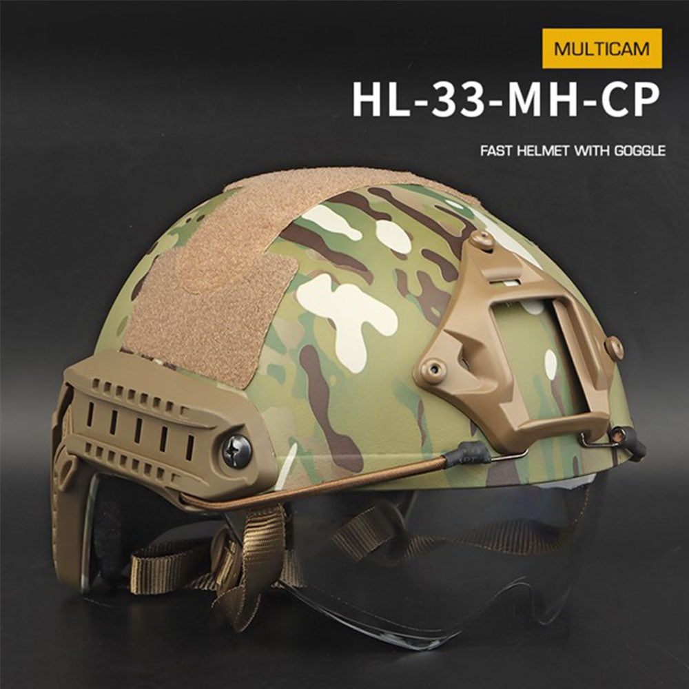 FAST HELMET ブラック マイク付き Fast Helmet With Goggle (No Holes &Round Hole Version) | ONLYEST